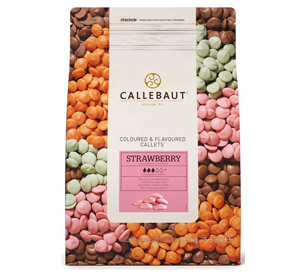 Bolsa de 2,5Kg de chocolate Callebaut de sabor a fresa
