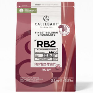 Bolsa de 2,5Kg de cobertura de chocolate Ruby de la marca Callebaut