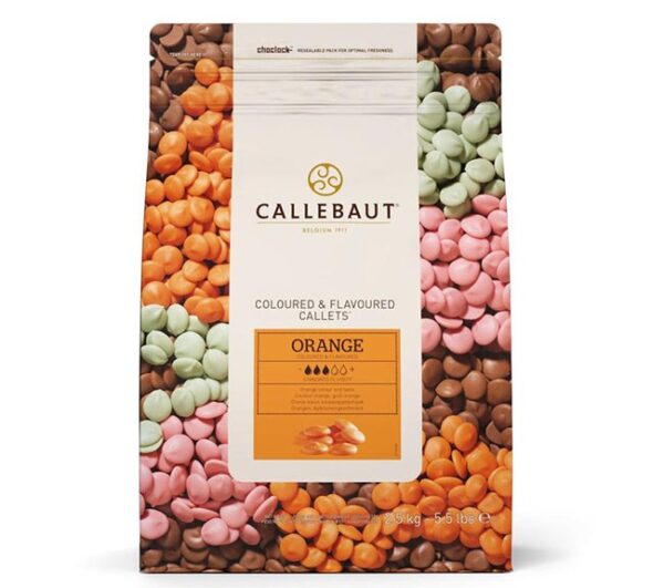 Bolsa de chocolate belga de marca Callebaut de sabor a naranja