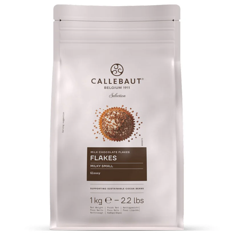 Bolsa de 1kg de escamas de chocolate con leche de Callebaut