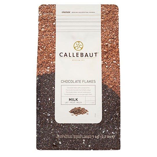 Bolsa de 1kg de escamas de chocolate con leche de Callebaut