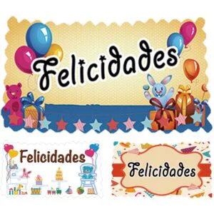 Carteles Felicidades de Oblea 75uds
