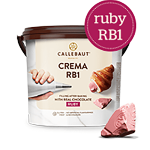 Bote de 5Kg de crema de chocolate Ruby de la marca Callebaut