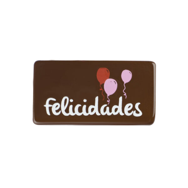 Cartel felicidades con chocolate con globos