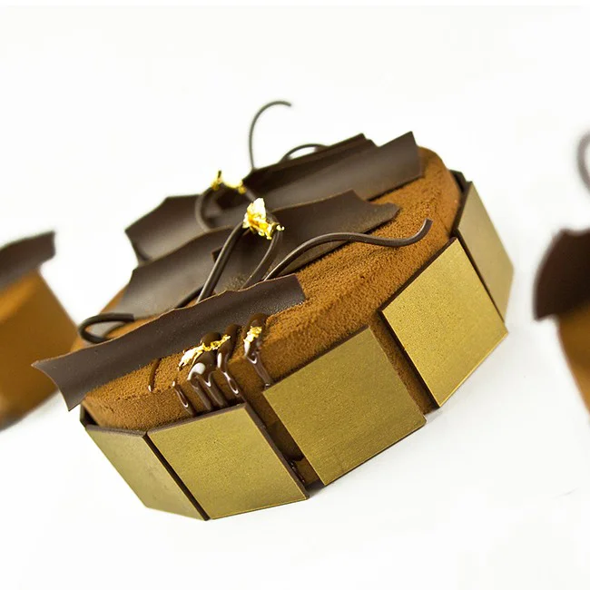 Rectángulo Dorado de Chocolate Negro 350uds - Imagen 2