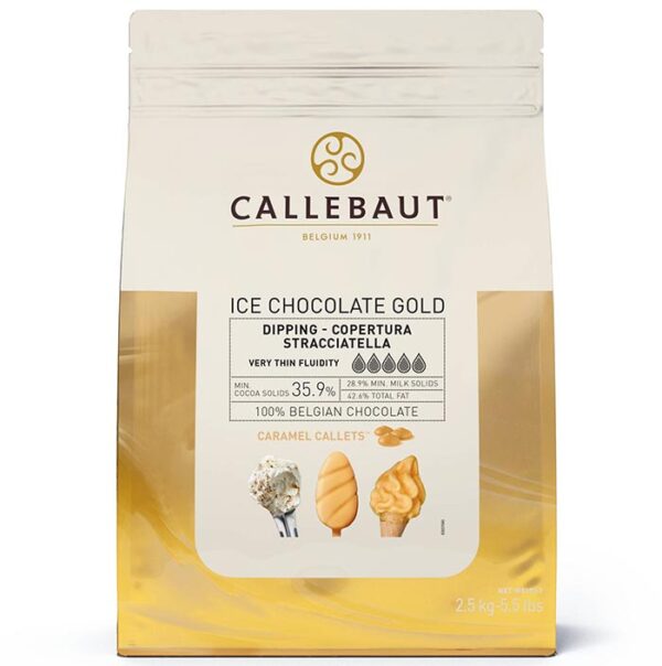 Cobertura chocolate Ice Gold en bolsa de 2,5Kg