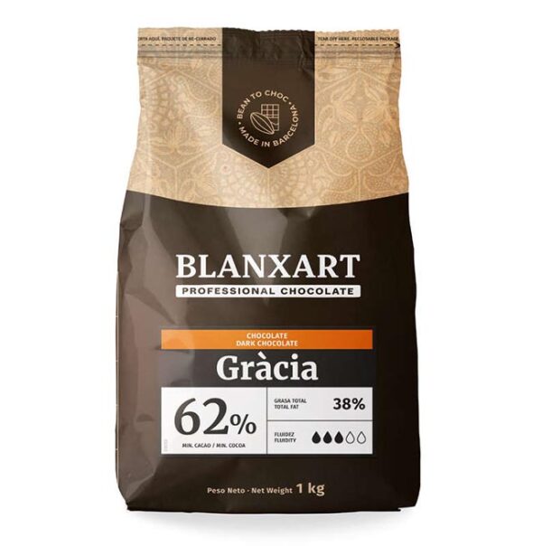 Cobertura Negra con 62% de cacao en bolsa de 1Kg