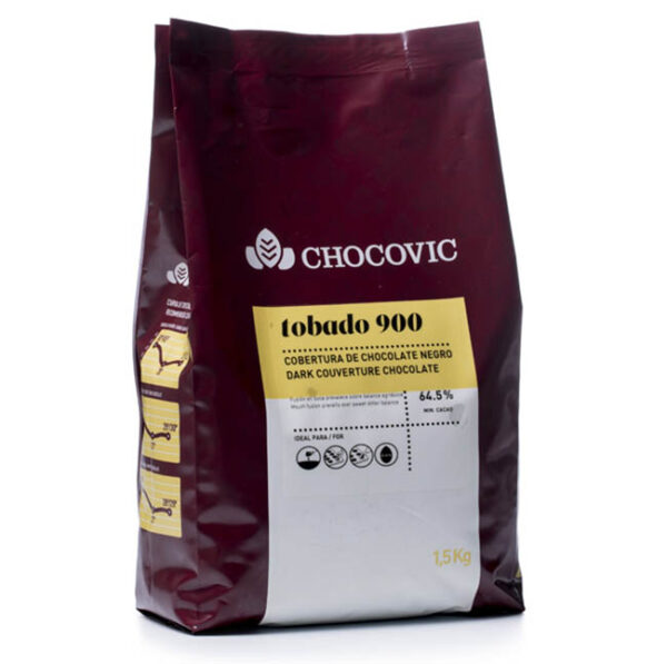 Cobertura Chocolate Negro Tobado del 64,5% en bolsa de 1,5Kg