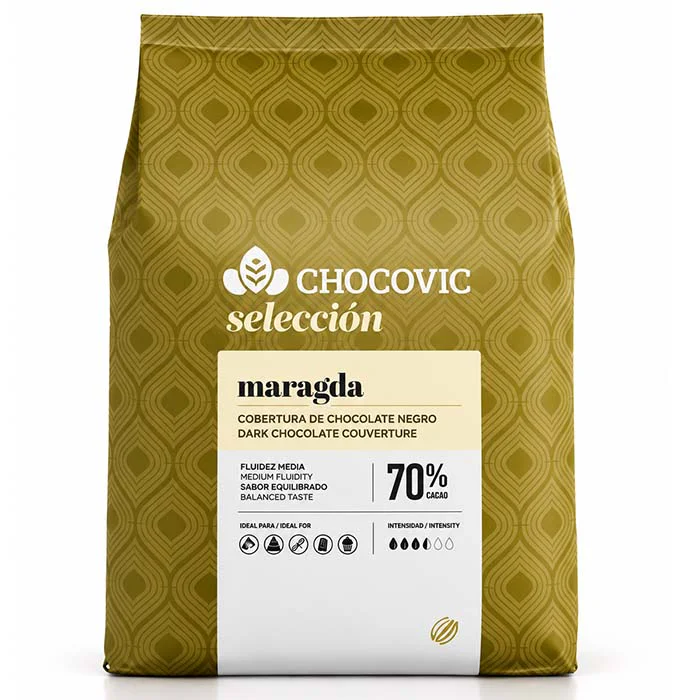 Cobertura Chocolate Negro 70% Maragda en bolsa de 5Kg de Chocovic